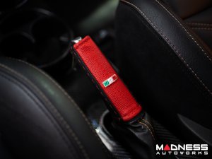 FIAT 500 eBrake Handle Cover - Black Italy - Leather - Black/ Red Tuxedo 